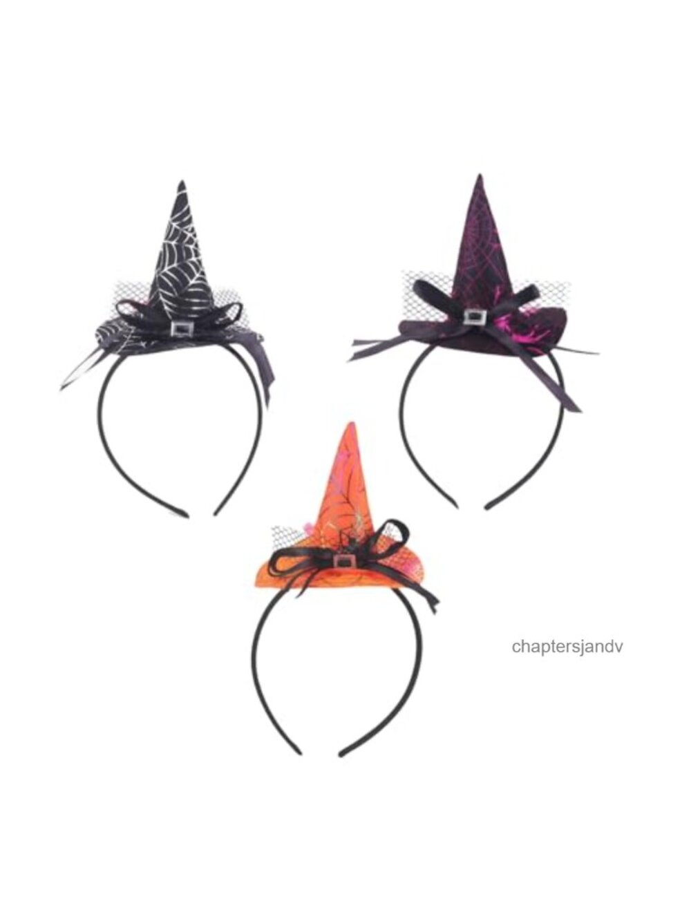 3 Pc Witch Hat Headbands Bowknot Spider Web Lace Cosplay